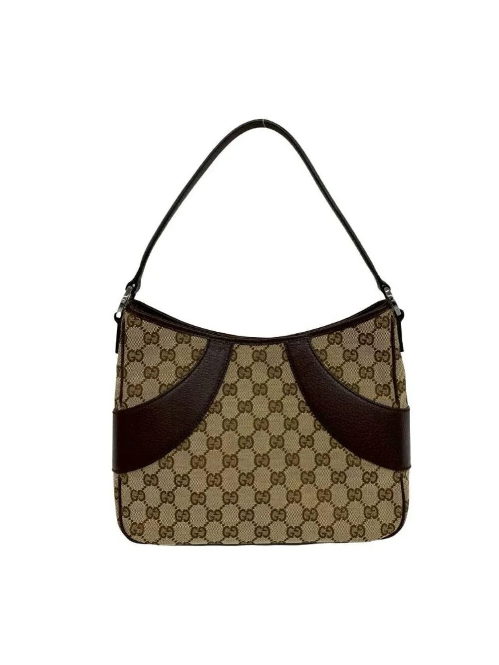 Gucci GG Pattern Canvas Leather Shoulder Bag Mini Tote Brown - Picture 3 of 10